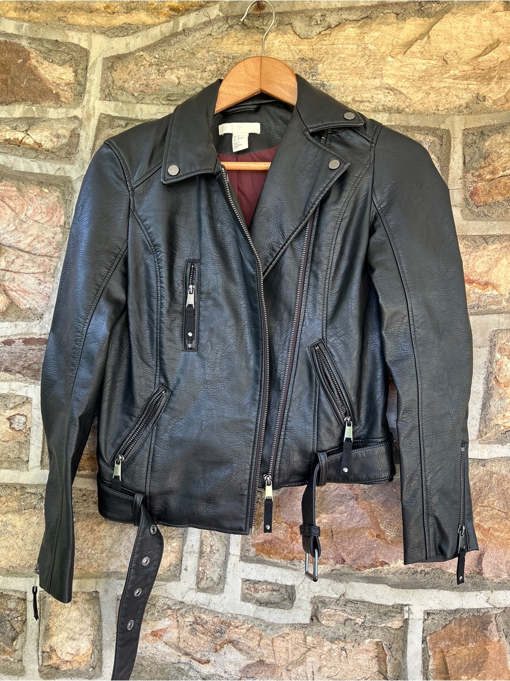H & M Classic Black Leather Moto Jacket - Women